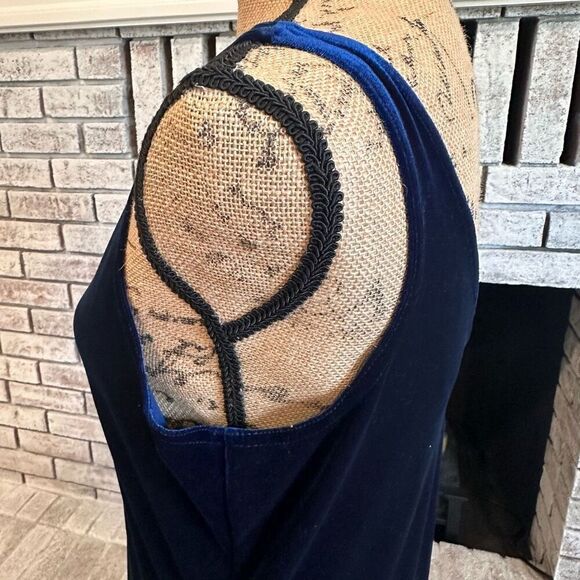 Vintage 90s Fashion Bug Velour Maxi Evening Dress Bolero Set Whimsy Blue Size 8 - Picture 11 of 16